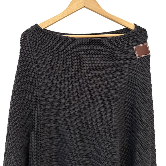 Love Your Melon 100% Cotton Grey Cableknit Pullover Shawl One Size - Picture 5 of 5